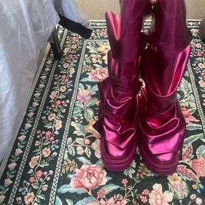 Boots Metallic Magenta Platform Over-the-Knee Boots - Women No Name